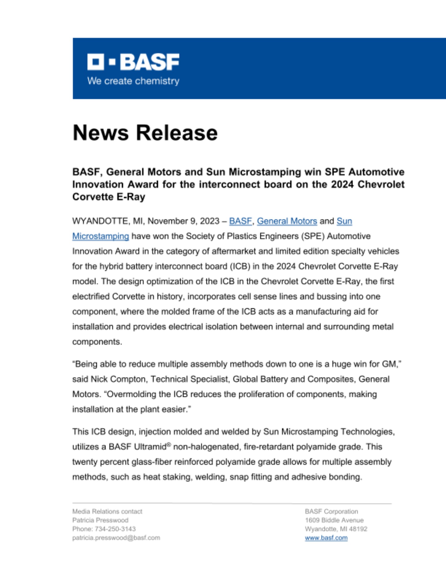 BASF News Release